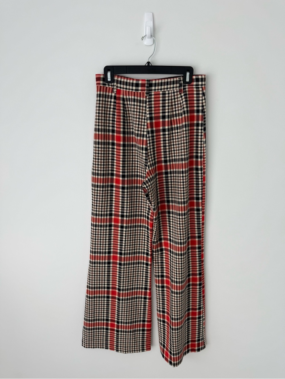 Free People Jules plaid  Wide-Leg Pants in Beige & Red - Picture 6 of 8